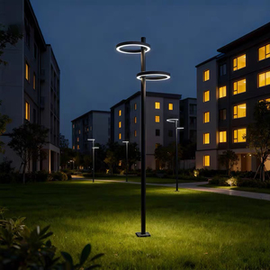 Lámpara de paisaje circular moderna de alta calidad para exteriores de hoteles, diseño de columna LED eléctrica IP65 para patios y calles. - Product Image 4
