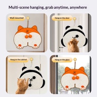 Tapis à gratter mural en sisal pour chat, motif Corgi ou Panda, avec balles suspendues et bandes adhésives pour l'entretien des griffes - Vente en gros