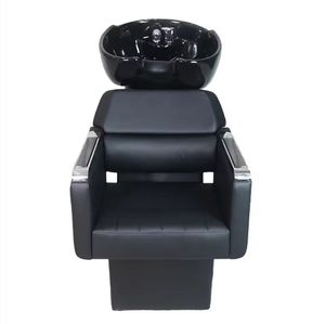 K Beauty Salon Barber Shampoo Backwash Unit Sink Station White <b>Black</b> Ceramic Tilting Sink with Adjustable Seat Hair Washing <b>Bed</b> - Product Image 5
