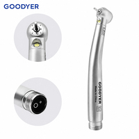 Turbine dentaire à haute vitesse GOODYER avec lumière LED, connecteur standard 2/4 trous, cartouche céramique, bouton poussoir