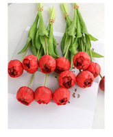 Bouquet de tulipes artificielles en PVC souple Shangchu, arrangement floral semi-fait main au toucher doux, décoration de mariage et de maison, 3 tulipes
