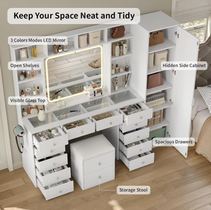 Modern <strong>Solid</strong> <strong>Wood</strong> Bedroom Vanity Desk with Drawer Storage and <strong>Dressing</strong> <strong>Table</strong> for Makeup Living Room Furniture - Product Image 4