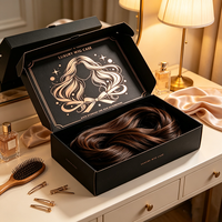 Boîte en carton personnalisée avec logo imprimé, emballage en papier biodégradable pour perruques, extensions de cheveux, postiches