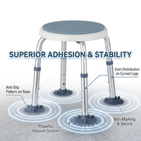 360 °   Chaise de douche pivotante réglable en hauteur, tabouret de bain en aluminium avec siège antidérapant et pieds à ventouses, siège de douche rond pour salle de bain