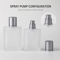Flacon de parfum en verre givré personnalisé, 30 ml, 50 ml, 100 ml, flacon de parfum rectangulaire plat vide avec bouchon argenté