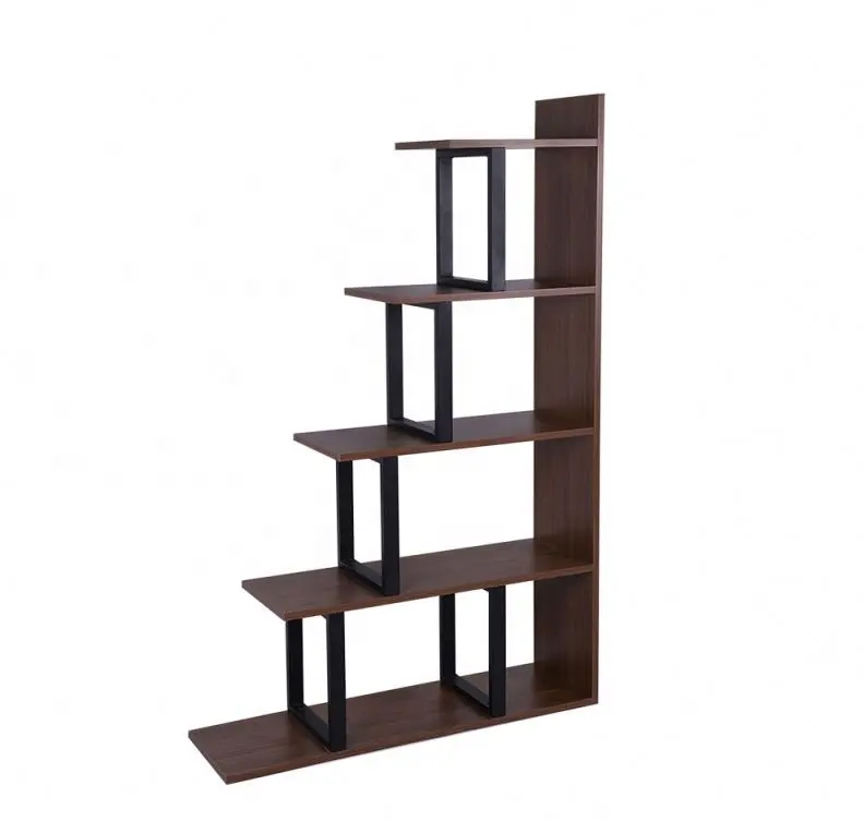 Rack De Armazenamento De Luxo Prateleira De Livros Retro Marrom Moderno 4-níveis 5 Prateleiras Escada De Madeira Estante Para Organizador Do Quarto