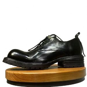 Chaussures Chukka pour hommes en cuir véritable à semelle épaisse, style rétro, décontractées et habillées, pour l'été, l'automne et l'hiver, petite taille, style anglais, à lacets, plateforme - Product Image 5