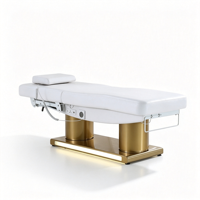 Lit de massage chauffant électrique à base dorée, 3 moteurs, réglable, lit de beauté facial, télécommande manuelle, lit de soin spa