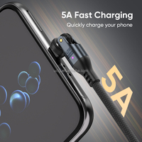 Câble de charge et de transfert de données flexible à tête rotative 540° Type C vers USB-C 240W 5A pour téléphones mobiles et ordinateurs portables