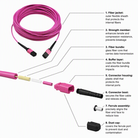 Cordon de brassage MPO multimode OM4, polarité type A, polarité type B, LSZH, à faible perte, en fibre optique