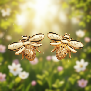 Orecchini a Perno a Forma di Ape Placcati in Oro, Design Insetto alla Moda, Gioielli Unisex in Lega di Zinco per Donna e Uomo, Accessorio - Product Image 2