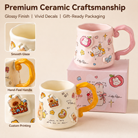 Mug à café en céramique personnalisé avec un design de dessin animé mignon de lapin et d'ours, tasse à lait et à eau en porcelaine, fournisseur en gros OEM ODM