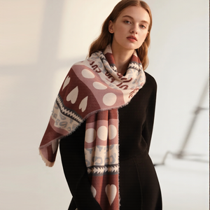 Fabricantes de invierno cálido Jacquard bufandas largas de punto de impresión personalizada Jacquard Logo bufanda viscosa para las mujeres - Product Image 1