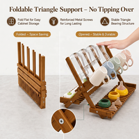 Égouttoir à vaisselle pliable à double niveau en bambou carbonisé foncé avec organisateur d'épices pour rangement de cuisine - Vente en gros