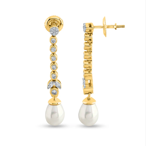 ต่างหูเพชรมุกที่สวยงามผลิตด้วยไข่มุกคุณภาพสูงและเพชรแวววาวจากอินเดีย - Product Image 4