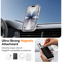 Coque de téléphone magnétique rose mignonne avec cadre d'objectif métallique et support rotatif transparent antichoc pour iPhone 17