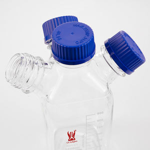 Vetreria da Laboratorio Personalizzata CS Labglass, Bottiglia a 4 Colli in Vetro Borosilicato per Fase Mobile di Cromatografia con Tappo a Vite Blu - Product Image 4
