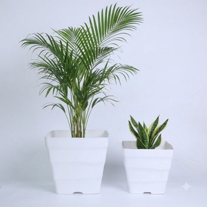 Pot de fleurs carré en plastique, grande taille 29 cm, en PP, design côtelé ondulé avec fente de drainage, directement de l'usine - Product Image 6