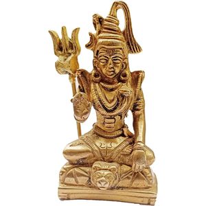 PARIJAT ARTISANAT Shabby Chic Style Laiton Hindou Dieu Figurine Seigneur Shiva Statue Sculpture pour Temple Pooja Bureau Table Décor - Product Image 1