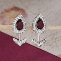 YBO luxe femmes boucles d'oreilles en argent Sterling 925 avec grenat rouge naturel conception de flèche à la mode pour les mariages fêtes cadeaux