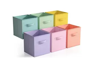 Collapsible Fabric Storage Cube Organizer With Handles Non-Woven Fabric For Living Room Closet