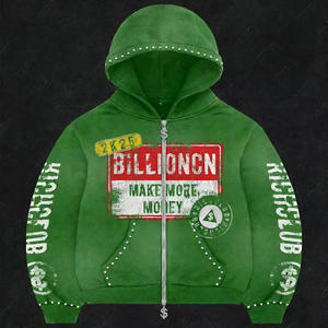 Sudadera con Capucha de Invierno Extra Grande para Hombre, Estilo Vintage, Lavado Ácido, Felpa Gruesa, Impermeable, Resistente al Viento, Bordada, con Piedras Preciosas, Personalizada por el Fabricante - Product Image 4