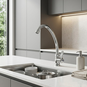 Robinet de cuisine moderne en alliage électroplaqué avec noyau en <span class=keywords><strong>laiton</strong></span> froid, poignée simple épaisse, pivotant à 360°, à poser sur le plan, avec garantie de 3 ans - Product Image 6