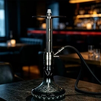 Ensemble de chicha en acier inoxydable carré givré, écologique, avec tuyau souple et coffret cadeau - Style moderne pour fumer la chicha et la shisha