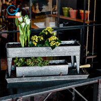 Jardinière rustique en métal galvanisé avec support, pot de fleurs style ferme pour la décoration de jardin
