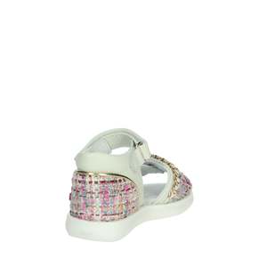 Sandales pour filles Balducci Cit6961, blanches, fuchsia, avec lanières en tweed et semelle compensée - Product Image 3