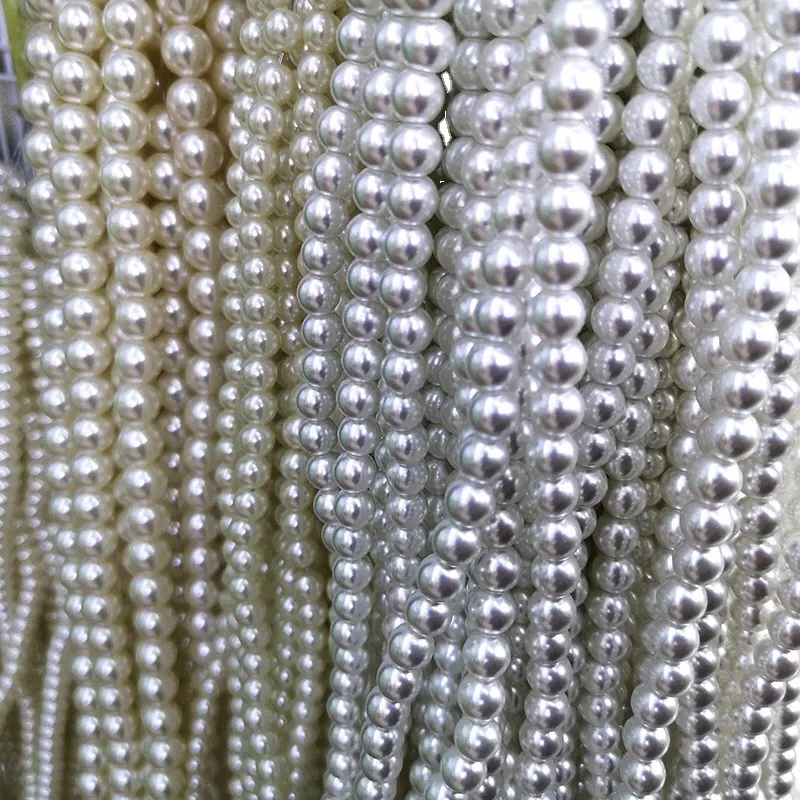 ABS pearl high brightness straight hole half empty iron wire beaded accessories material imitation pearl