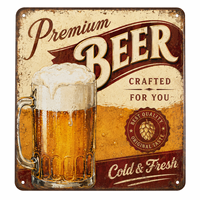 Papan Dinding Dekoratif Seri Bir Logo Kustom Grosir, Papan Logam Vintage untuk Bar, Pub, Klub, Ruang Pria, Rumah