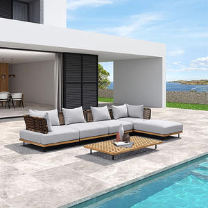 आउटडोर आधुनिक गार्डन सोफा होटल फर्नीचर लिविंग रूम फर्नीचर आधुनिक ठोस लकड़ी का सोफा सागौन सोफा सेट लकड़ी का फर्नीचर - Product Image 5