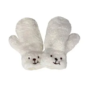Bear plush mitten for schoolgirls cycling in winter to keep warm and thick