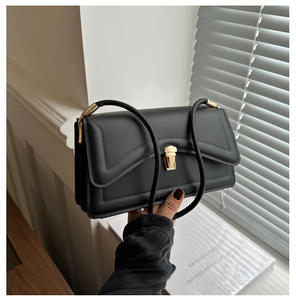 Nuevo diseño PU moda cuadrado bolso de mujer hebilla de Metal estilo Color anillo-enrejado bolso de hombro para mujer - Product Image 3