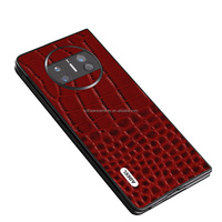 Antichoc en cuir véritable motif Crocodile couverture arrière quatre coins Absorption des chocs étui de protection pour Huawei Mate X3 X5