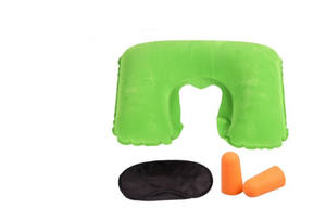 Conjunto de viaje 3 en 1, cojín inflable para el cuello, mascarilla para los ojos y 2 tapones para los oídos, almohada cómoda para viaje de negocios # SJT - Product Image 4