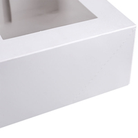 Boîte à gâteau en carton blanc écologique de qualité alimentaire avec logo personnalisé OEM, doublure en éponge et fenêtre transparente pour cadeaux d'anniversaire et pâtisseries
