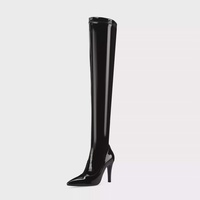Bottes hautes pour femmes, style stripteaseuse, à talons aiguilles, sexy, à bout pointu, rouges, d'été, pour club, soirée, danse jazz, grandes tailles 40-45