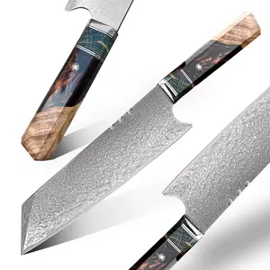 Современная роскошная деревянная ручка из дамасской стали, кухонные ножи высокого качества, Vg10, дамасский нож с коробкой