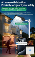 Cámara de Seguridad CCTV con Reflector LED Solar de 3 Lentes, Sistema de Seguridad con PTZ, IP67, Plástico ABS, Inalámbrico, WiFi, 4G, SIM, Control por Aplicación