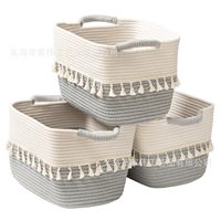Panier de rangement en corde de coton tressée de style nordique européen, organisateur de salon, bac de rangement pour balcon, panier à linge pour chambre à coucher