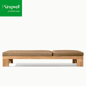 كرسي استلقاء خارجي حديث من خشب الساج مقاوم للأشعة فوق البنفسجية، مصنوع من الخشب الصلب المقاوم للماء، متين، مع وسادة للاستخدام في الفنادق. - Product Image 4