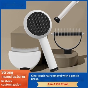 Four-In-One Self-Cleaning <b>Detangling</b> Pet Comb Stainless Steel Massage Dog Thinning Comb with Plastic Material - Product Image 3