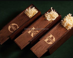กล่องแพคเกจของขวัญด้านบนเลื่อนทำจากไม้สำหรับเจ้าบ่าวของขวัญที่ดีที่สุดสำหรับผู้ชายข้อเสนอพ่อซิการ์ขวดไวน์ - Product Image 2