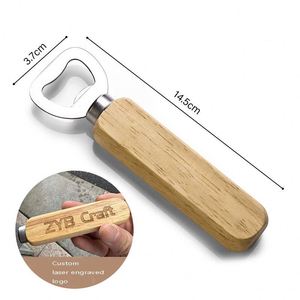 Abridor de Botellas de Cerveza con Mango de Madera y Logotipo Personalizado, Herramienta de Bar Portátil, Regalo Promocional de Cumpleaños, Abridor de Bebidas Rústico Grabado - Product Image 1