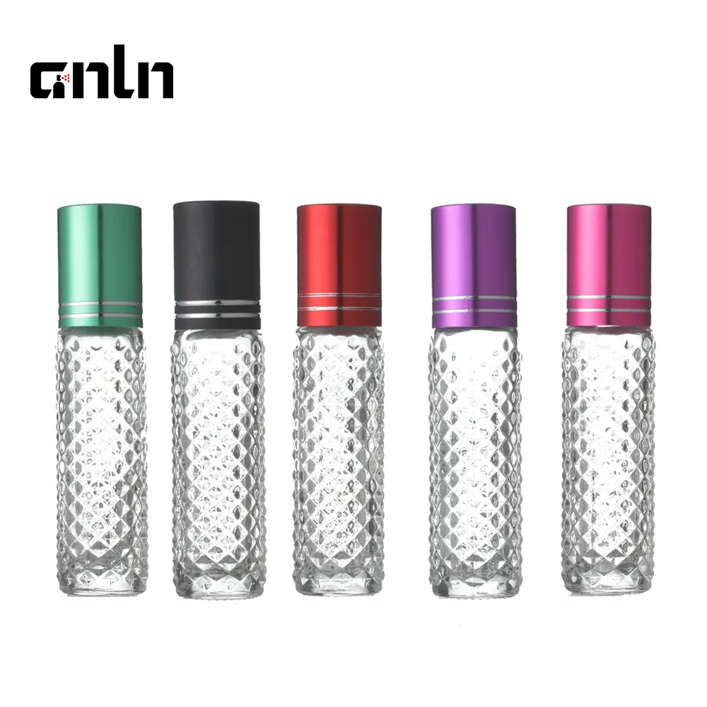 ANLN 10 ml clear cylinder heavy wall thick bottom perfume glass bottle roller 10ml roll on bottle for essential oil in stock