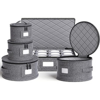 Ensemble de 5 pièces de vaisselle cationique, boîte de rangement de cuisine ronde avec couvercle à fermeture éclair