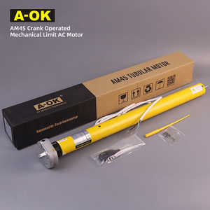 Moteur tubulaire AC à commande manuelle A-OK AM45 pour stores enrouleurs extérieurs et volets motorisés - Product Image 1