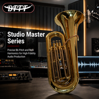 Tuba Bb Tone Lapisan Emas OEM Berkualitas Tinggi Dengan 3 Piston Instrumen Band